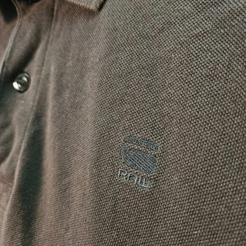 G-Star Raw Polo Shirt Embroidered Logo Golf Black Short Sleeve Men's Size M - Picture 6 of 10